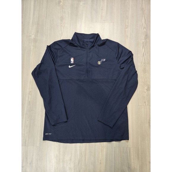 Nike Utah Jazz 1/4 Zip Pullover Men's XL Blue Polyester Spandex - Picture 1 of 11